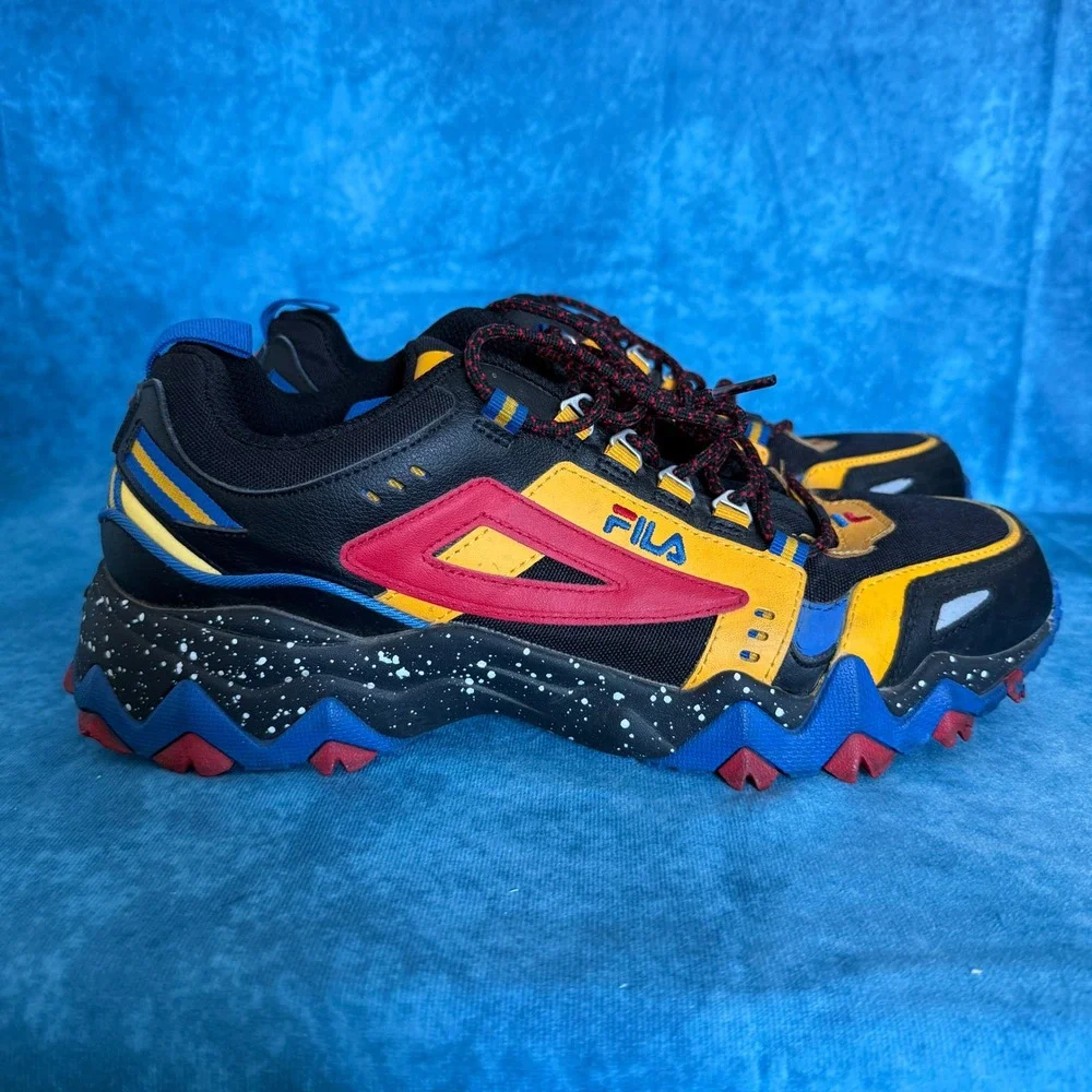Fila Oakmont TR Mens Sneakers Black Yellow Red Blue 1JM01686-025 Size 11